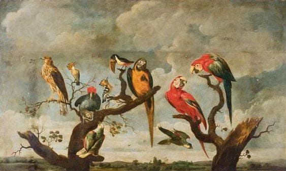 Concert of Birds by Paul de Vos — hand-painted animal oil painting reproduction on canvas