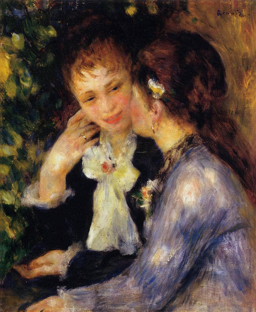 Confidences by Pierre-Auguste Renoir — hand-painted portrait oil painting reproduction on canvas