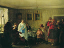 Congratulation of betrothed in landlord's house by Grigoriy Myasoyedov — group oil painting wall art, Realism