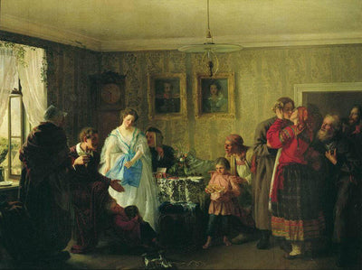 Congratulation of betrothed in landlord's house in home office