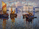 Vue De Venise by Konstantin Gorbatov — ships oil painting wall art, Post Impressionism