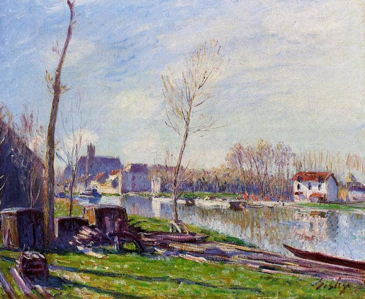 Construction Site at Matrat, Moret sur Loing by Alfred Sisley — hand-painted architectural oil painting reproduction on canvas