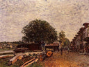 Construction Site at Saint Mammes by Alfred Sisley — hand-painted architectural oil painting reproduction on canvas