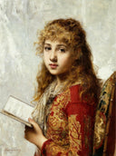 Contemplation by Alexei Harlamoff — female oil painting wall art, Realism