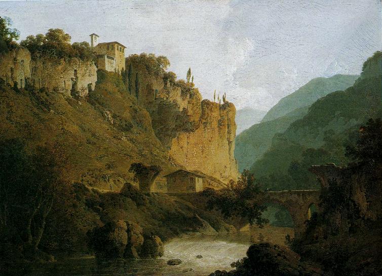 Convent of San-Cosimato and Part of the Claudian Aqueduct near Vicovaro in the Roman Campagna - Joseph Wright