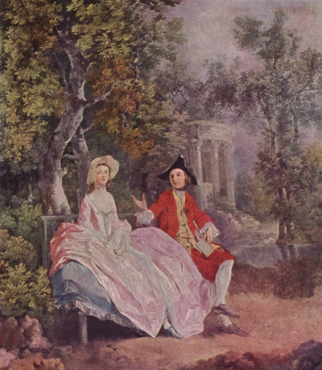 Conversation in a Park by Thomas Gainsborough — hand-painted botanical oil painting reproduction on canvas