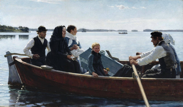 Conveying the Child's Coffin by Albert Edelfelt — hand-painted nautical oil painting reproduction on canvas