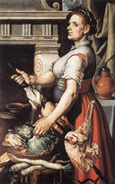 Cook in front of the Stove by Pieter Aertsen — hand-painted portrait oil painting reproduction on canvas
