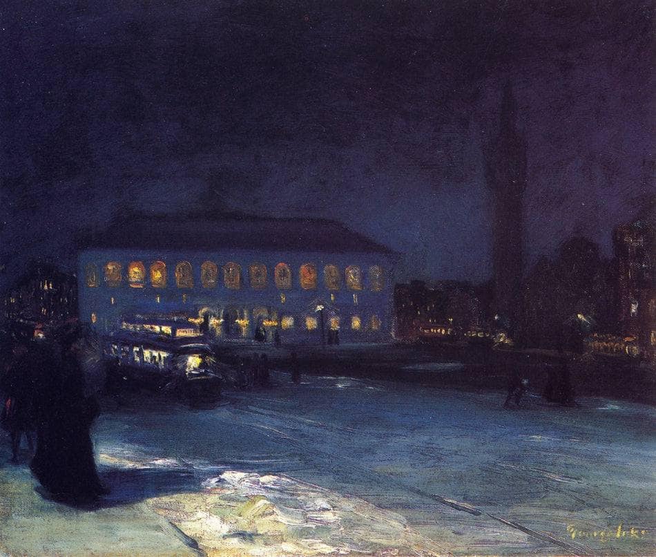 Copley Square by George Luks — hand-painted botanical oil painting reproduction on canvas