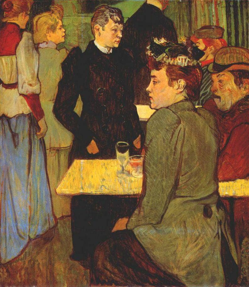 Corner in the Moulin de la Galette by Henri de Toulouse-Lautrec — hand-painted portrait oil painting reproduction on canvas