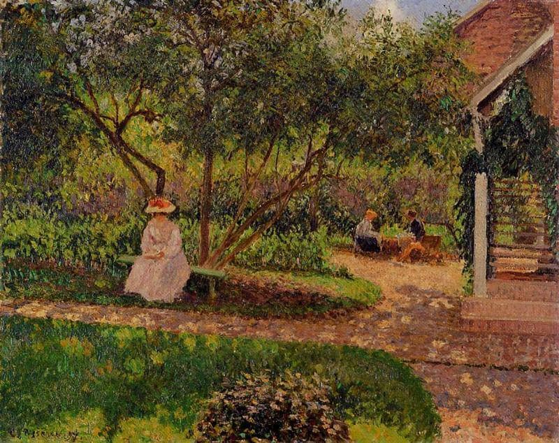 Corner of the Garden in Eragny by Camille Pissarro — hand-painted botanical oil painting reproduction on canvas