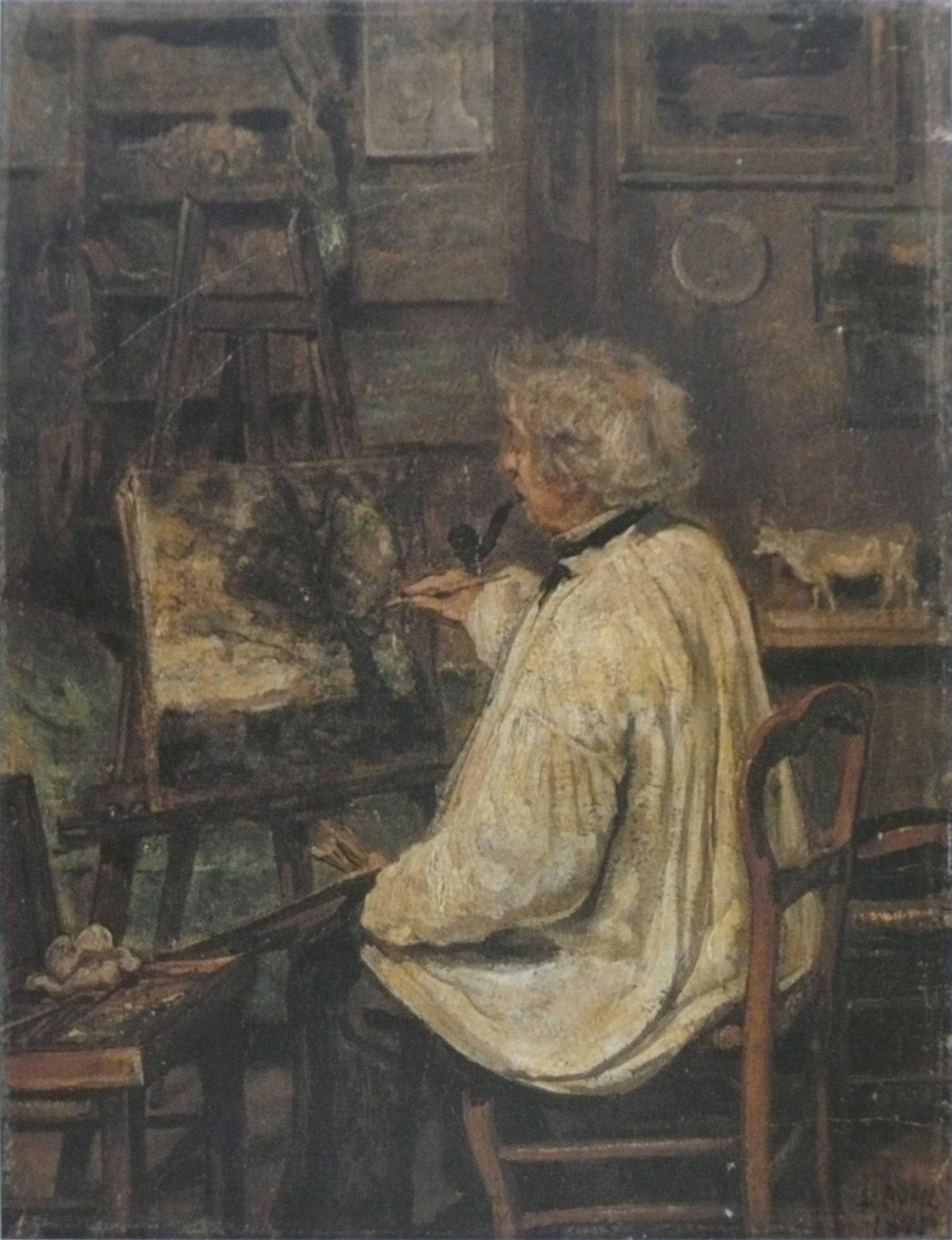 Corot Painting in the Studio of his Friend, Painter Constant Dutilleux - Camille Corot