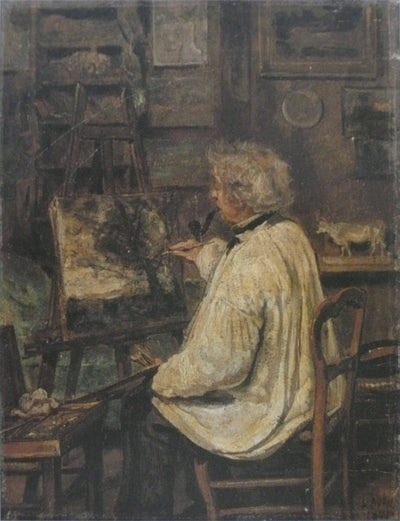 Corot Painting in the Studio of his Friend, Painter Constant Dutilleux in modern living room