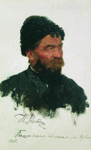 Cossack's head by Ilya Repin — male oil painting wall art, Realism