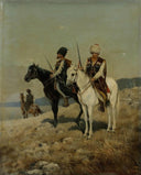 Cossacks on Horseback by Carl Wenig — male oil painting wall art, Academicism