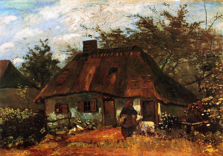 Cottage and Woman with Goat by Vincent van Gogh — hand-painted animal oil painting reproduction on canvas