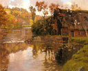Cottage by a Stream by Frits Thaulow — hand-painted botanical oil painting reproduction on canvas