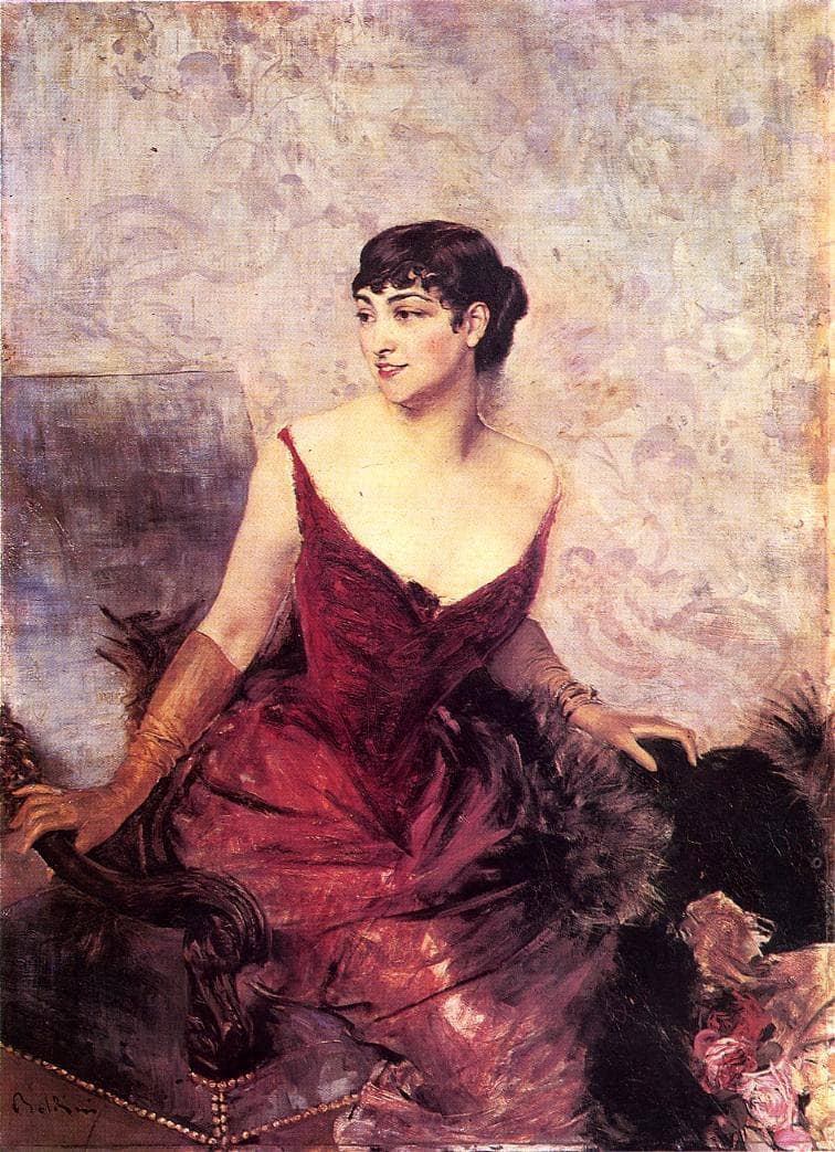 Countess de Rasty Seated in an Armchair by Giovanni Boldini — hand-painted portrait oil painting reproduction on canvas
