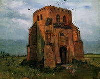 Country Churchyard and Old Church Tower by Vincent van Gogh — hand-painted architectural oil painting reproduction on canvas