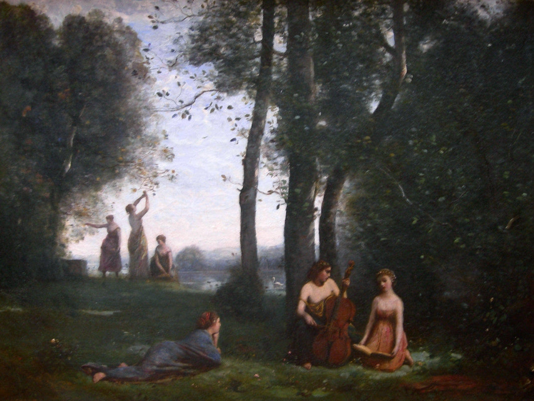 Country concert by Camille Corot — hand-painted botanical oil painting reproduction on canvas