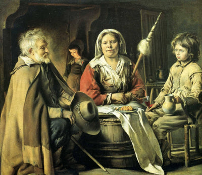 Country interior by Le Nain brothers — oil painting reproduction