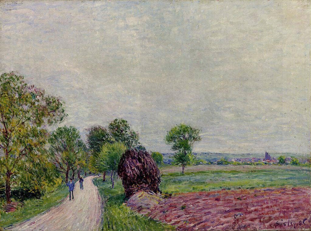 Countryside near Moret by Alfred Sisley — hand-painted botanical oil painting reproduction on canvas