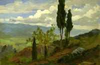 Countryside with cypresses