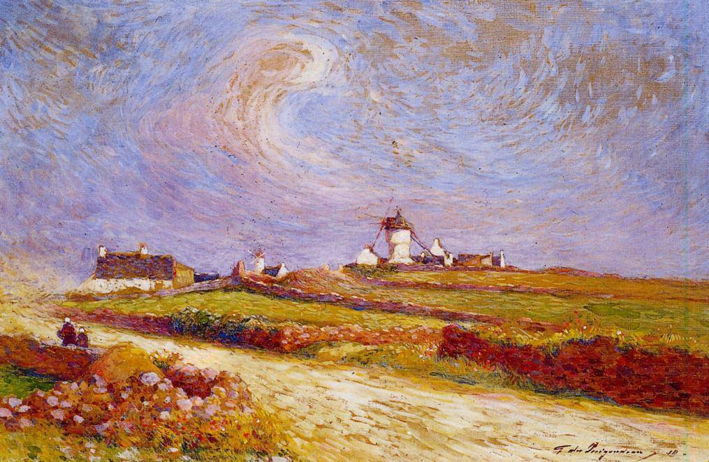 Countryside with Windmill, near Batz - Ferdinand du Puigaudeau