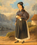 Countrywoman from the Salzkammergut by Peter Fendi — female oil painting wall art, Romanticism