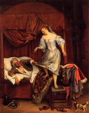 Couple in a Bedroom by Jan Steen — female oil painting wall art, Baroque