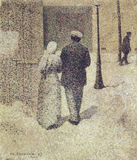Couple in the street by Charles Angrand — hand-painted portrait oil painting reproduction on canvas