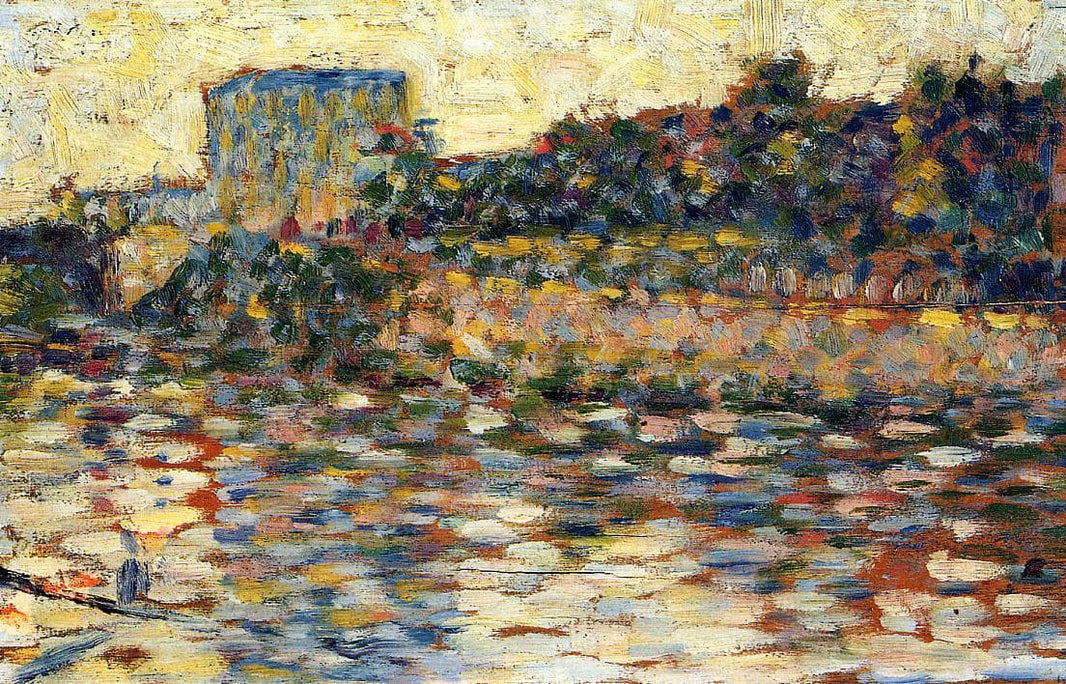 Courbevoie, Landscape With Turret by Georges Seurat — hand-painted impressionism oil painting reproduction on canvas