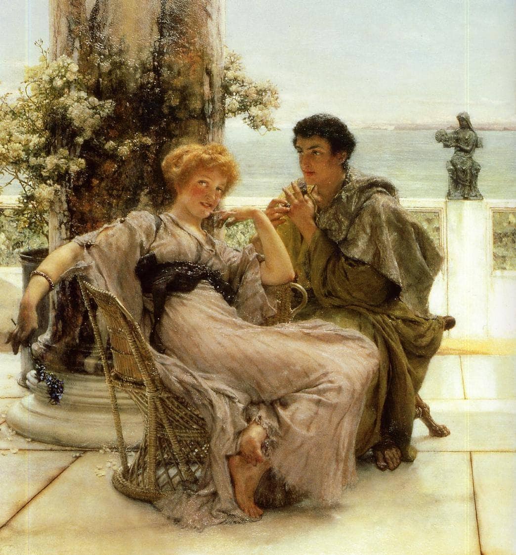 Courtship the Proposal by Sir Lawrence Alma-Tadema — hand-painted portrait oil painting reproduction on canvas