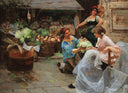 Courtship to the market by Alessandro Milesi — hand-painted portrait oil painting reproduction on canvas