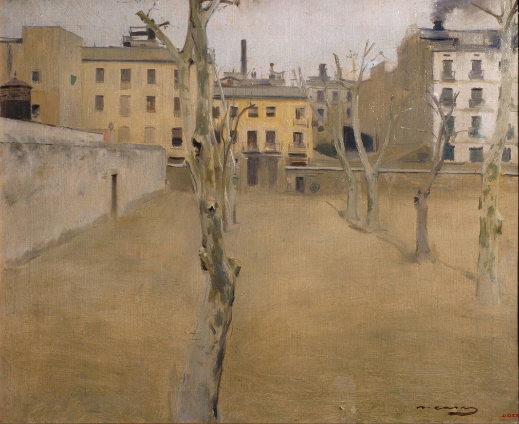 Courtyard of the Old Barcelona Prison (courtyard of the 'lambs') by Ramon Casas — hand-painted landscape oil painting reproduction on canvas