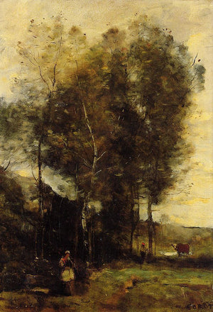 Cowherd in a Dell, Souvenir of Brittany - Camille Corot