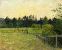 Cowherd in a Field at Eragny by Camille Pissarro — rural oil painting wall art, Impressionism