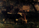 Cows at the Watering by Constant Troyon — seascapes oil painting wall art, Realism