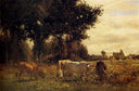 Cows Grazing by Constant Troyon — hand-painted animal oil painting reproduction on canvas