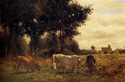 Cows Grazing by Constant Troyon — oil painting reproduction