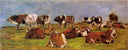 Cows in a Field by Eugene Boudin, vintage oil painting wall art, Impressionism