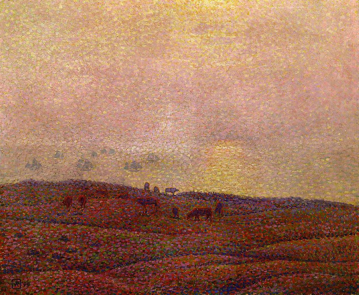 Cows in a Landscape - Theo van Rysselberghe