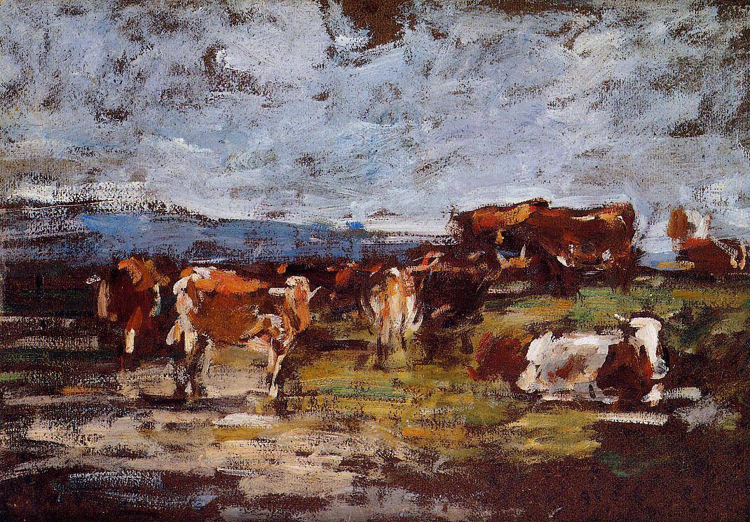 Cows in a Pasture - Eugene Boudin