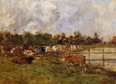 Cows in the Meadow by Eugene Boudin — rural oil painting wall art, Impressionism
