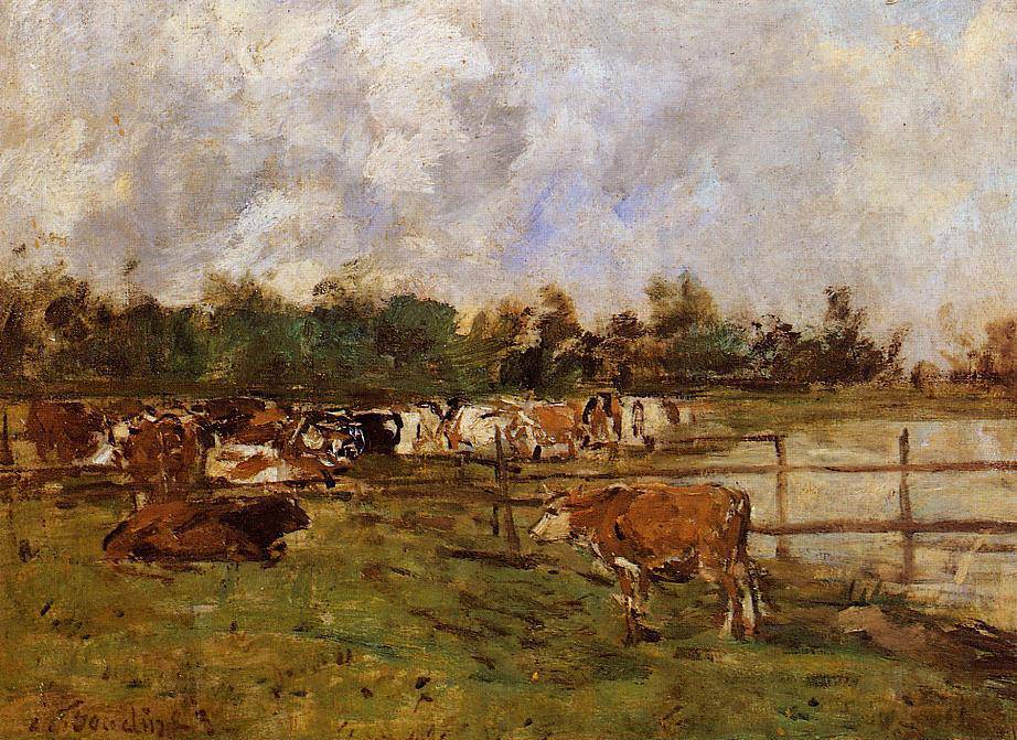 Cows in the Meadow - Eugene Boudin