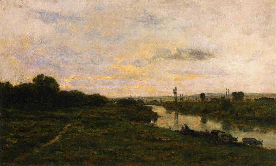 Cows on the Banks of the Seine, at Conflans - Charles-Francois Daubigny