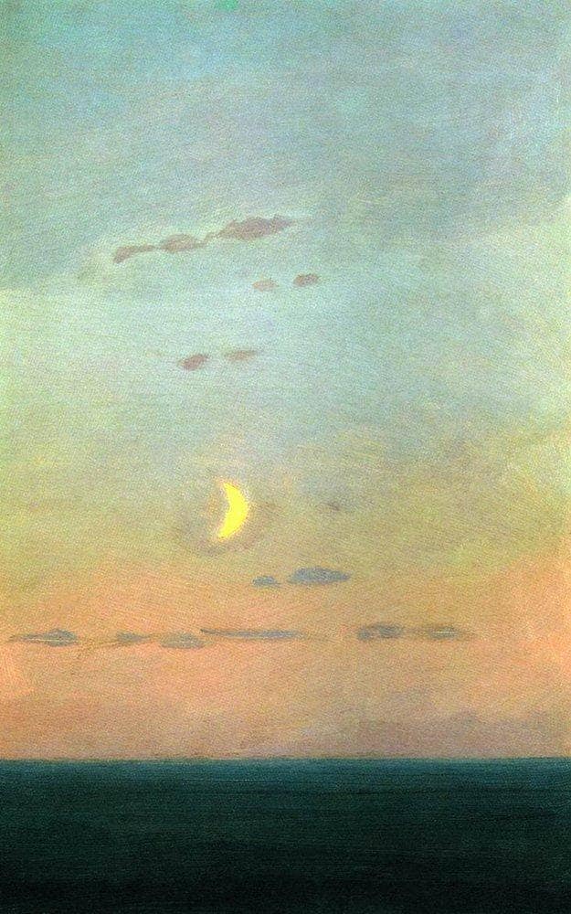 Crescent moon at sunset by Arkhyp Kuindzhi — hand-painted landscape oil painting reproduction on canvas