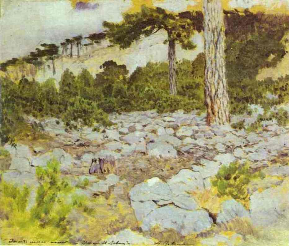 Crimea. In the Mountains. by Isaac Levitan — hand-painted botanical oil painting reproduction on canvas