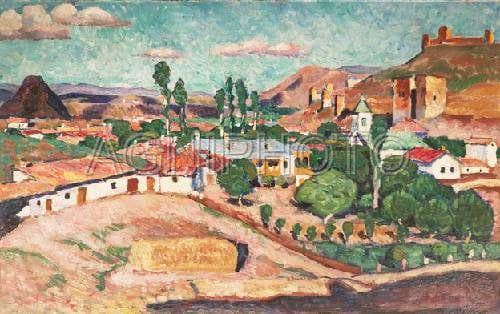 Crimean landscape. Sudak by Ilya Mashkov — hand-painted architectural oil painting reproduction on canvas