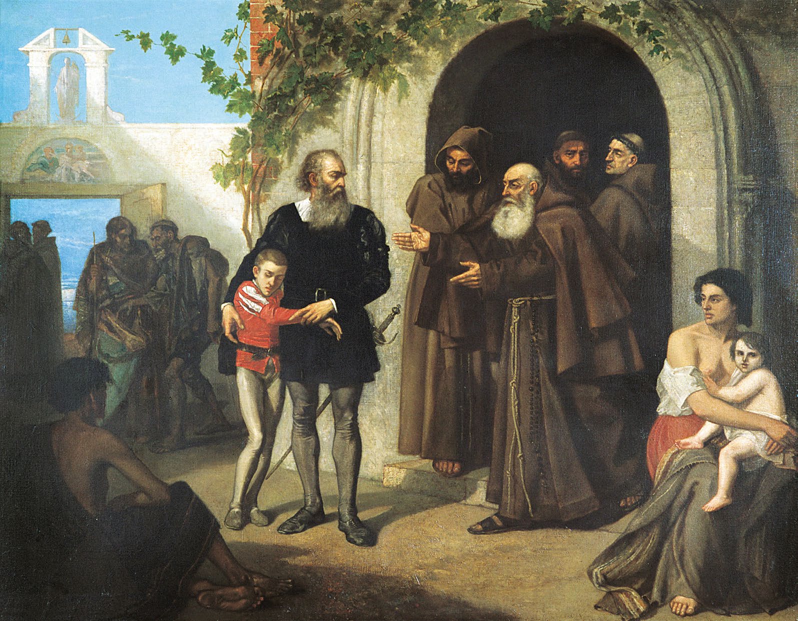 Christopher Columbus and his Son are Housed in the Convent of La Rábida - Ignacio Merino